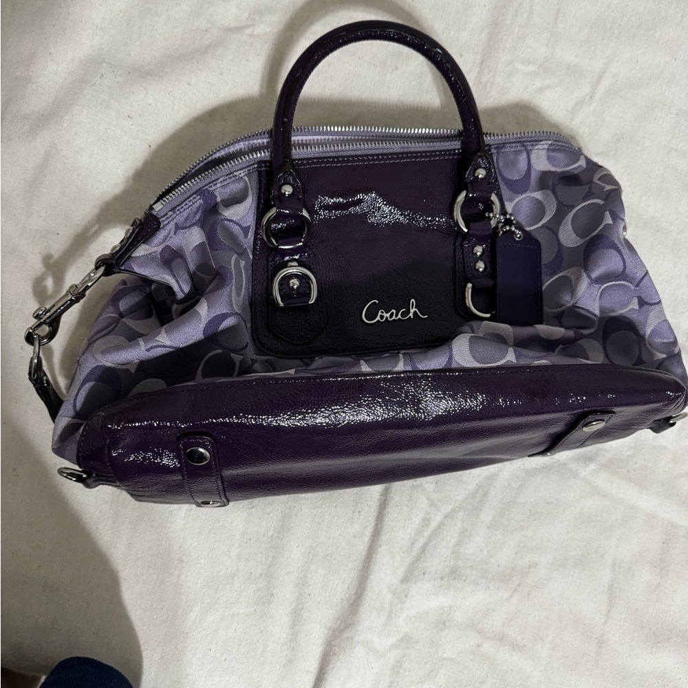 Coach Purple and Gray Women's Satchel
